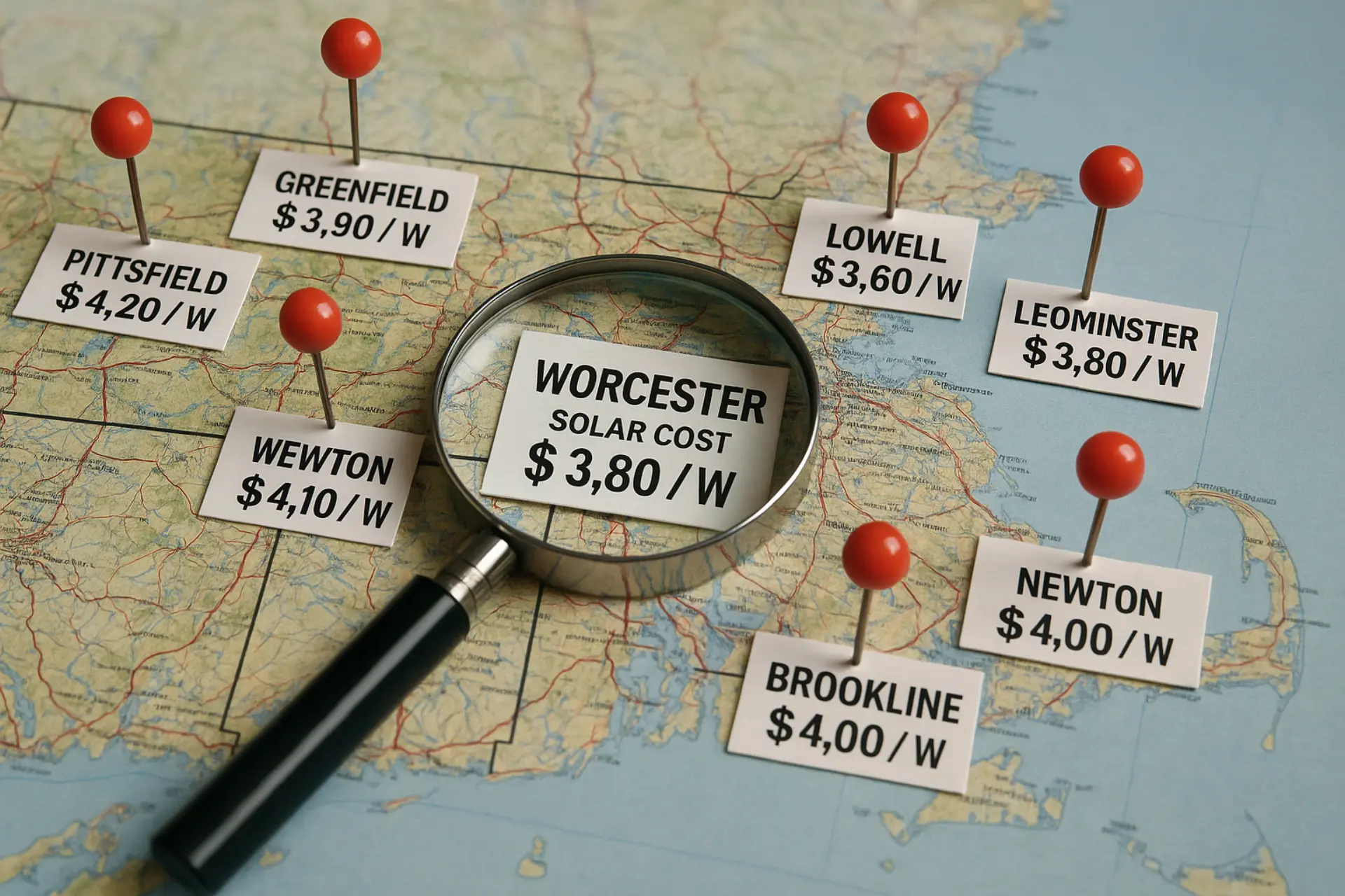 Map showing city solar costs