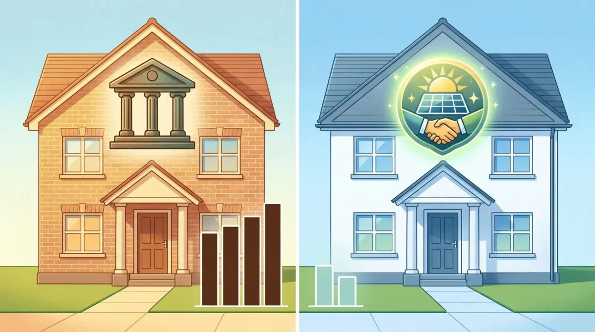 Side-by-side comparison of Propel hybrid financing versus traditional solar loan in 2026