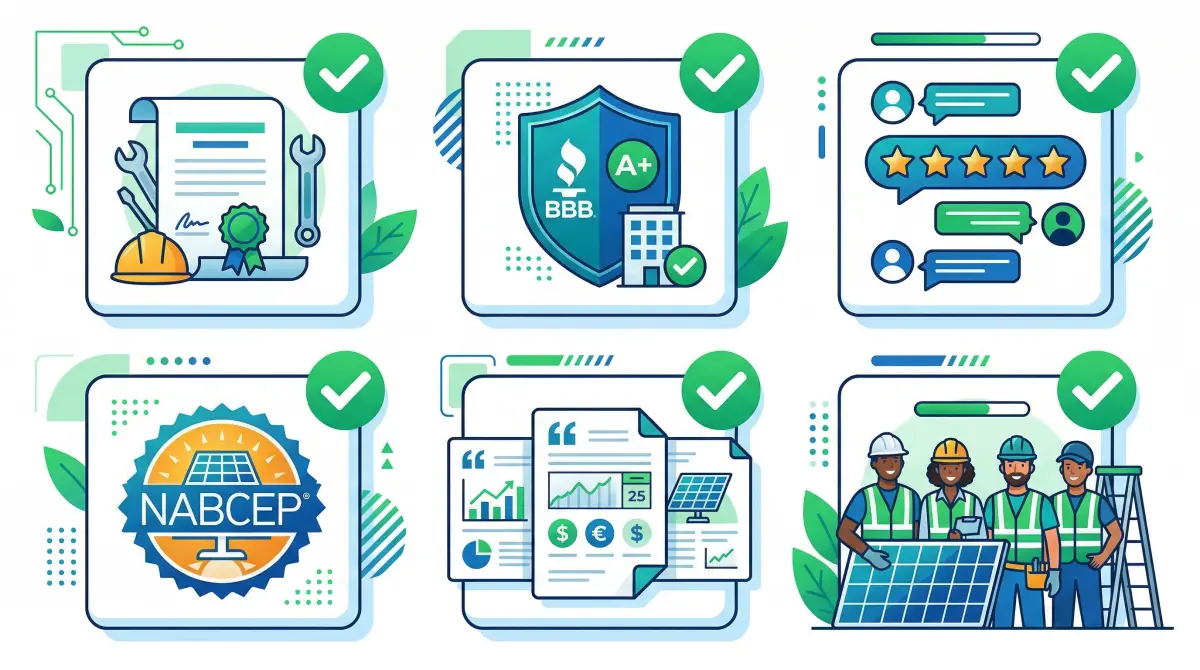 Solar installer verification checklist with 6 steps