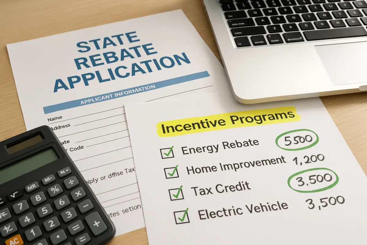 Checklist of solar incentive programs with dollar amounts highlighted