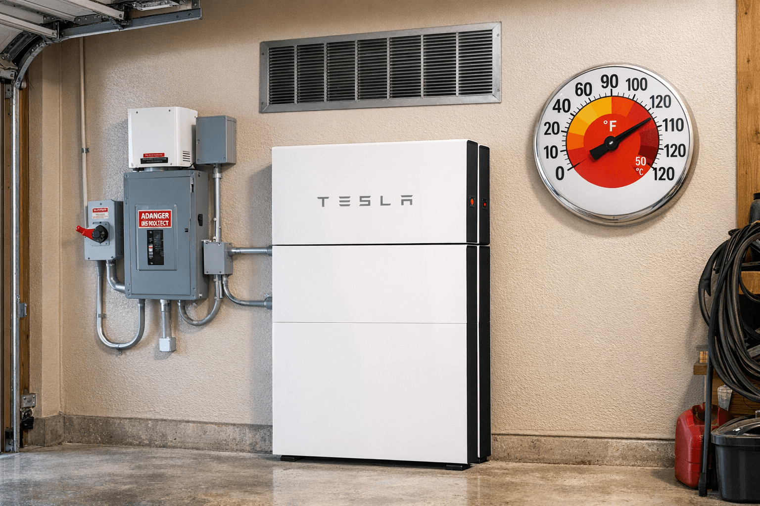 Home battery system installed in a Texas garage