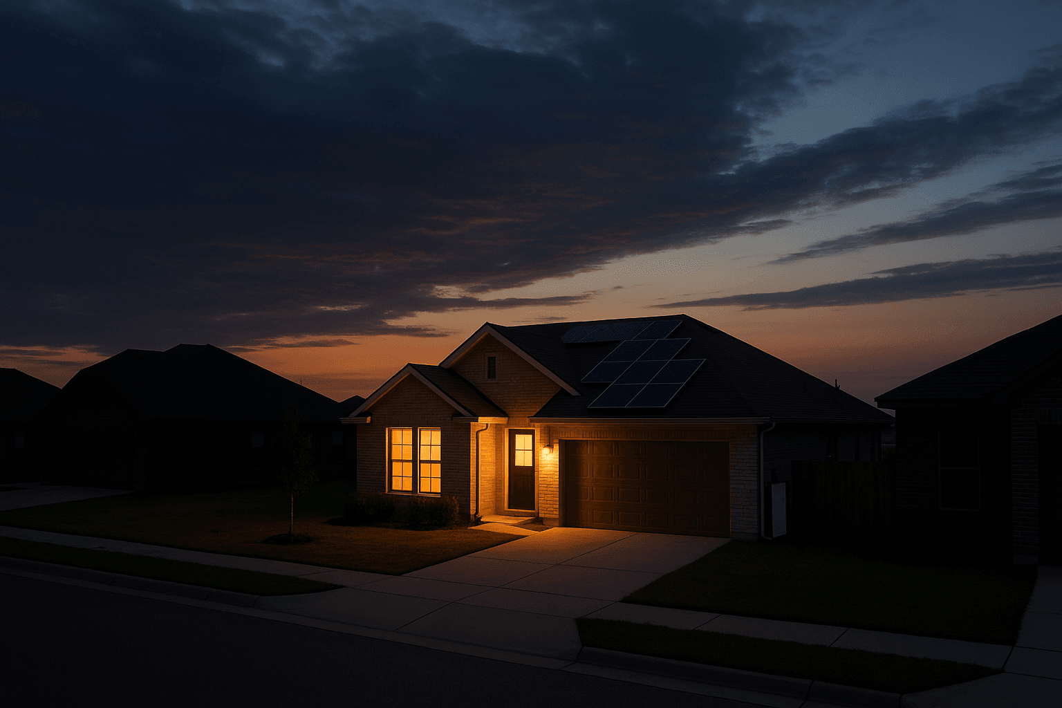 Texas home with solar battery backup during power outage