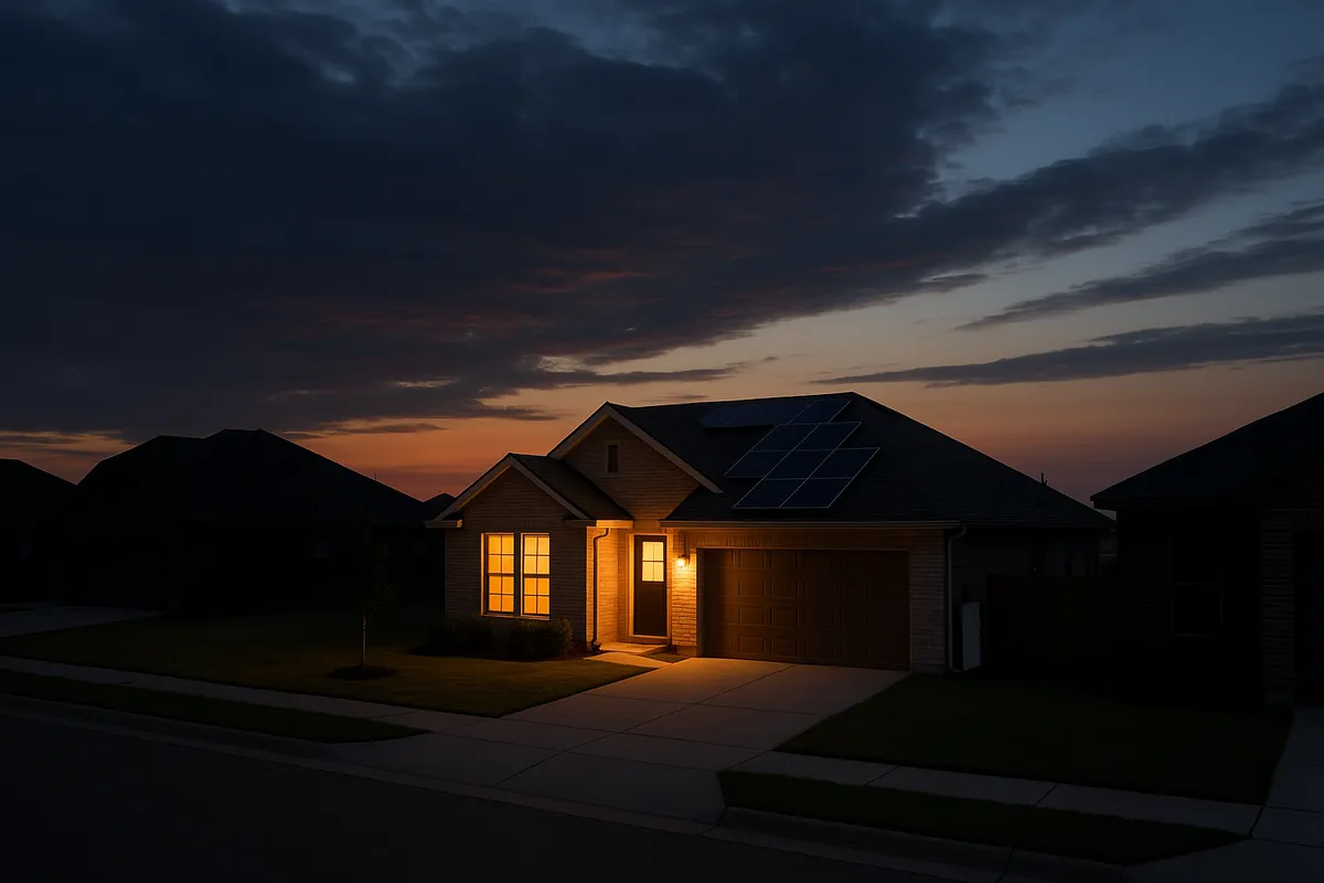Texas home with solar battery backup during power outage