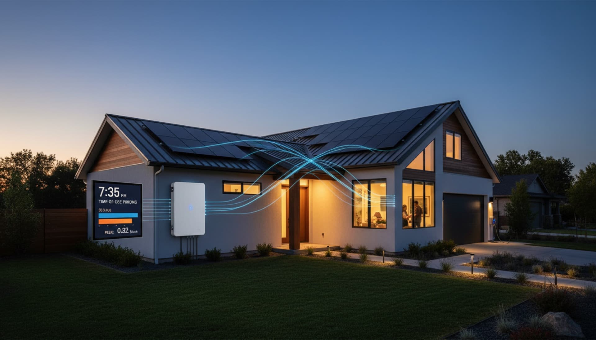 Home with solar panels and battery storage for time-of-use optimization