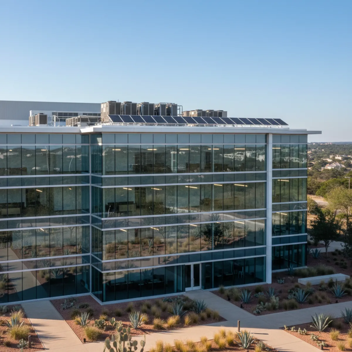Texas commercial office building with energy-efficient HVAC and LED lighting — Section 179D qualifying project