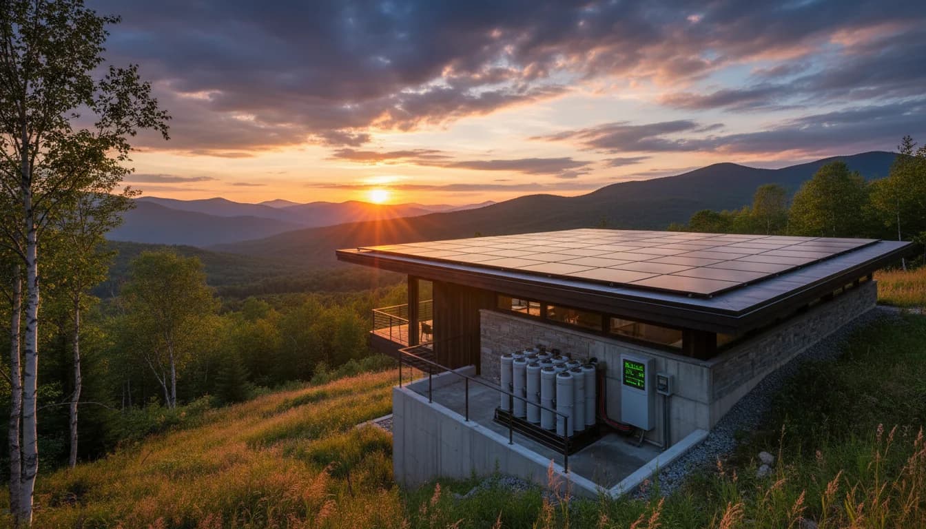 Solar panels and battery storage on a Vermont home with Green Mountain Power TOU rate optimization