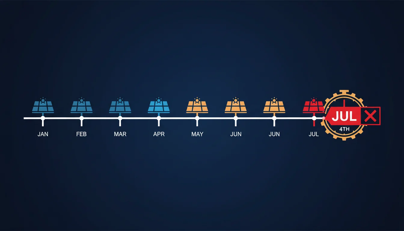 Critical solar financing deadlines timeline for 2026 — July 4 construction deadline